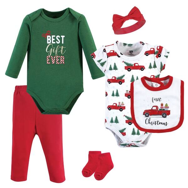 slide 1 of 1, Hudson Baby Infant Girl Cotton Layette Set, Christmas Gift 0-3 Months - Christmas Gift