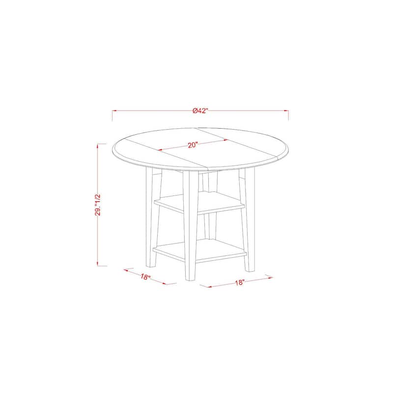 HomeStock 5-Pc Buttermilk and Cherry Solid Wood Top - Round Dining Room Set - Seats 4
