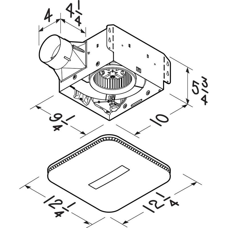 Broan AE80LK 80 CFM 0.8 Sone Ceiling or Wall Mounted LED Lighted