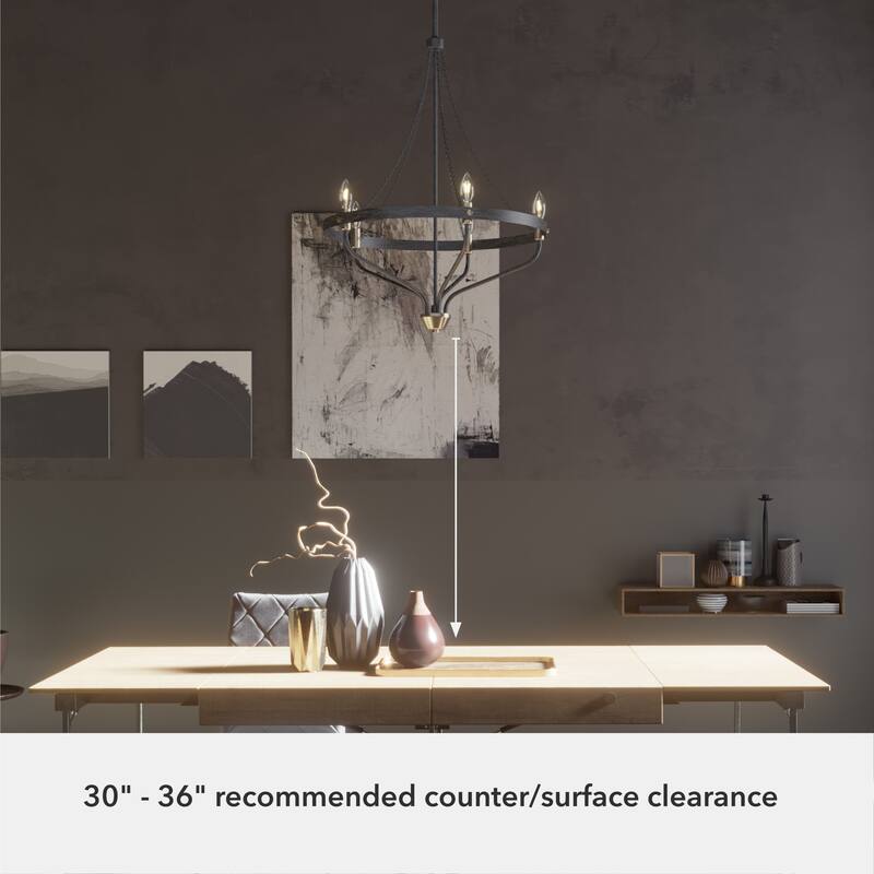 Hunter Merlin Geometric Metal Chandelier - Foyer, Dining Room, Living Room - Industrial, Contemporary