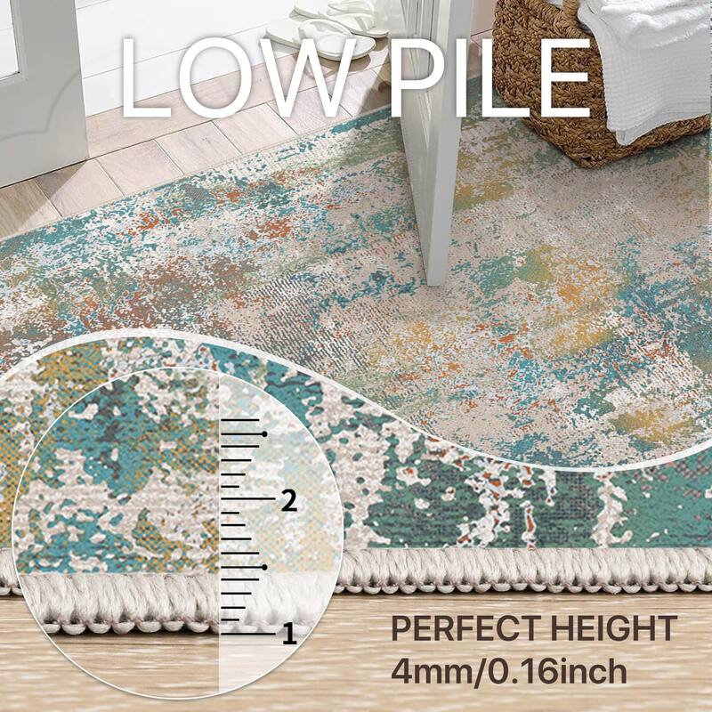 Mcow Abstract Taupe Collection Machine-Washable Non-Slip Area Rug - 8' x 10'