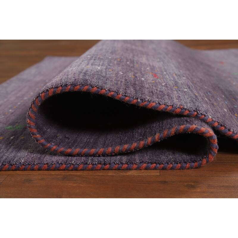 Hand Knotted Oriental 100% Wool Carpet Tribal Tribal Purples Gabbeh Area Rug - 5' 10'' X 4' 0''