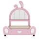 preview thumbnail 8 of 22, Twin Size Upholstered Kids Platform Bed with Bunny Ears-Shaped Headboard, Cute PU Leather Children Bed Frame with Small Pocket