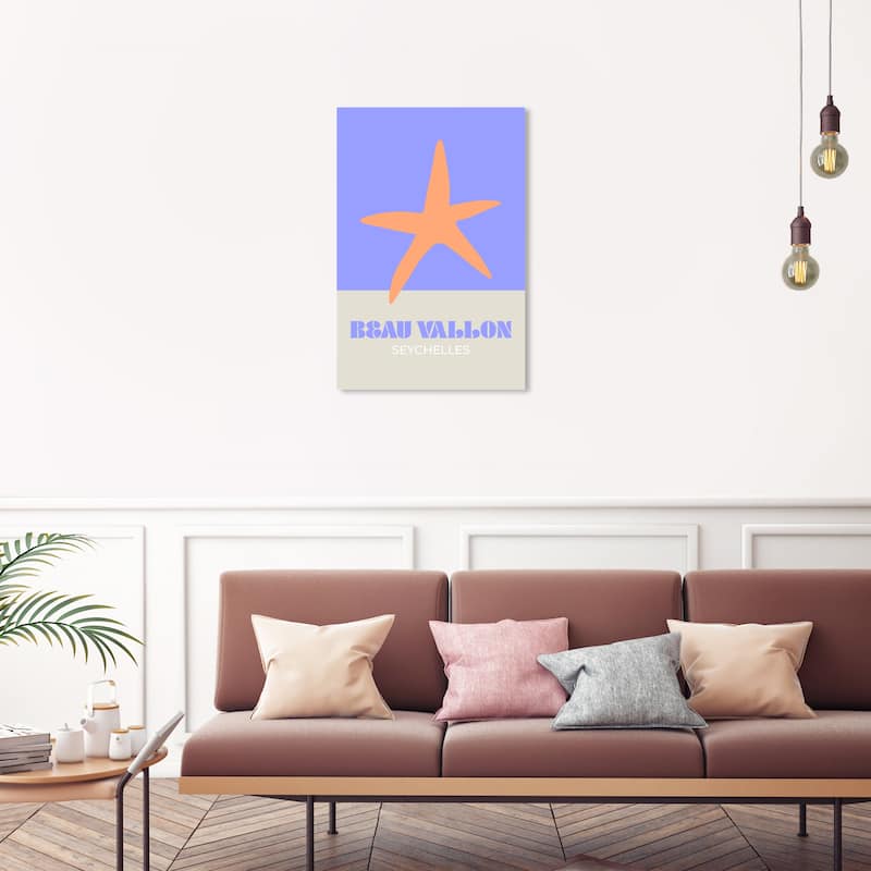 Wynwood Studio Canvas Typography and Quotes Travel to Beau Vallon Orange Modern & Contemporary Wall Art Canvas Print