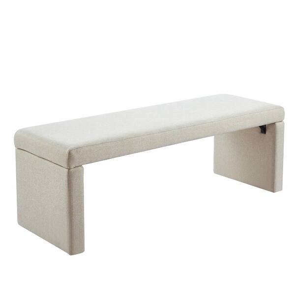slide 2 of 9, Porthos Home Cyril Fabric Upholstered Accent Bench Beige