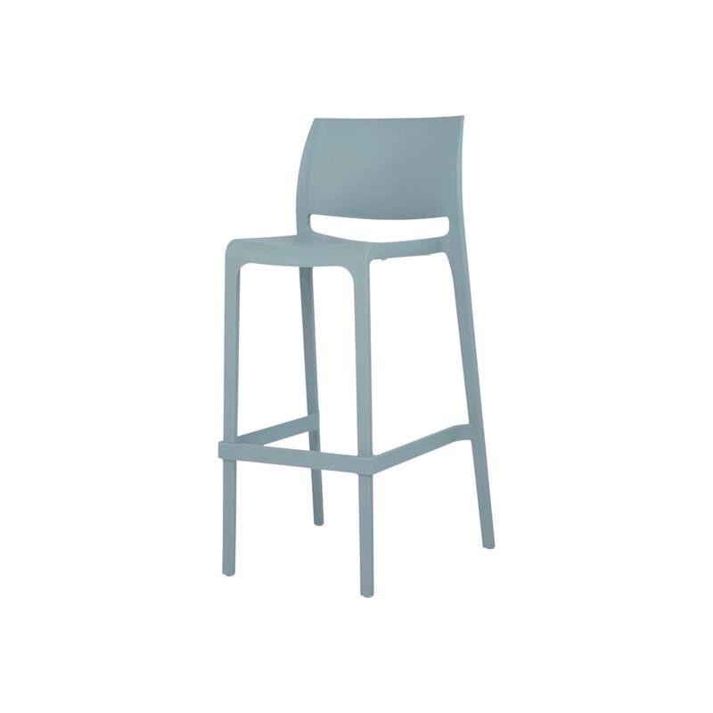 HomeRoots Set of Two 30" Baby Blue Heavy Duty Plastic Low Back Outdoor Bar Height Chairs