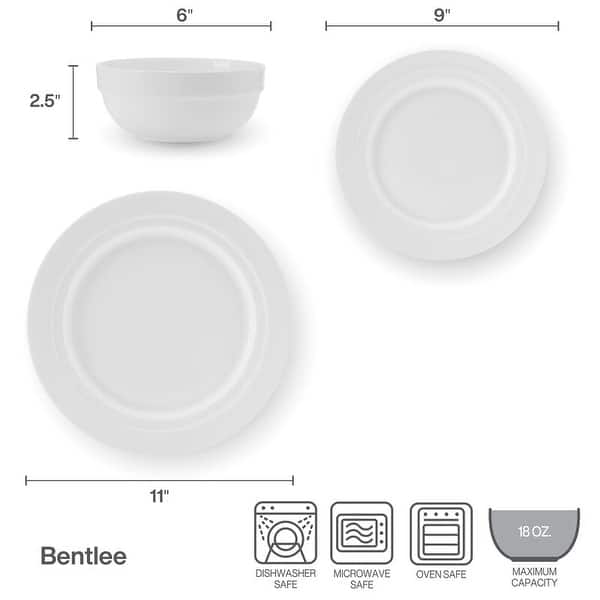Mikasa Bentlee 12-Piece Dinnerware Set, Service for 4