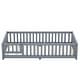 preview thumbnail 6 of 12, Gray Twin Size Pine Floor Bed with Guardrails & Door
