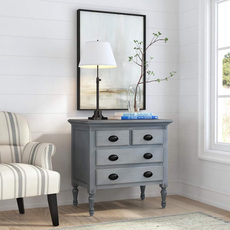 Easterbrook 31.5 in. W Rectangular Wood 4-Drawer Accent Chest - Grey