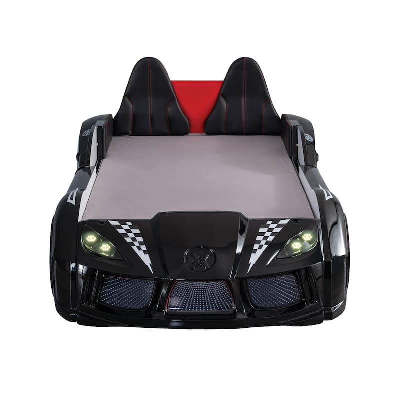 La Vetta Modern Twin Kid Platform Car Bed with LED Lights and Handheld Remote by Furniture of America