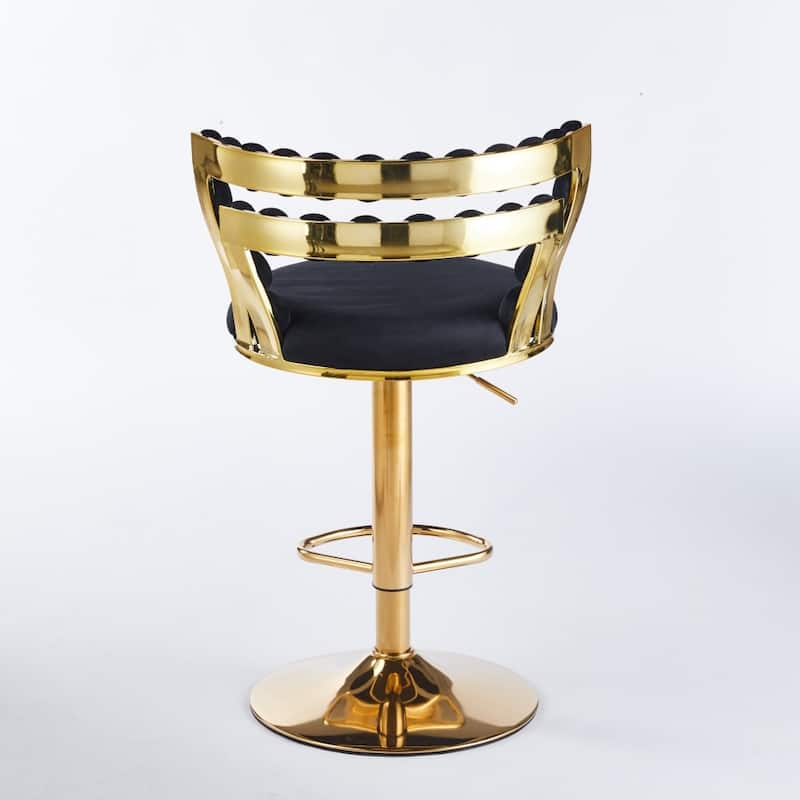 Set of 2 Modern Bar Chair with Golden Color Iron Tube Legs, Soft Cushions and Comfortable Backrest