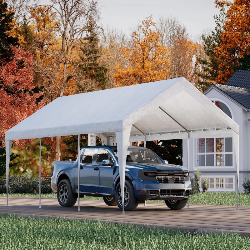 Heavy-Duty Carport Replacement Canopy, Rainproof & UV-Resistant, Canopy Only (Frame Not Included), Ideal for Cars - 12x20 ft - White