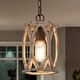 preview thumbnail 9 of 8, Farmhouse 1-Light Wood Lantern Pendant Cage Light for Kitchen Island - D6"x H 9.5"