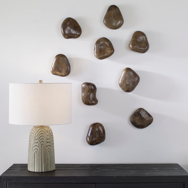Uttermost Pebbles Walnut Wood Wall Décor, Set Of 9