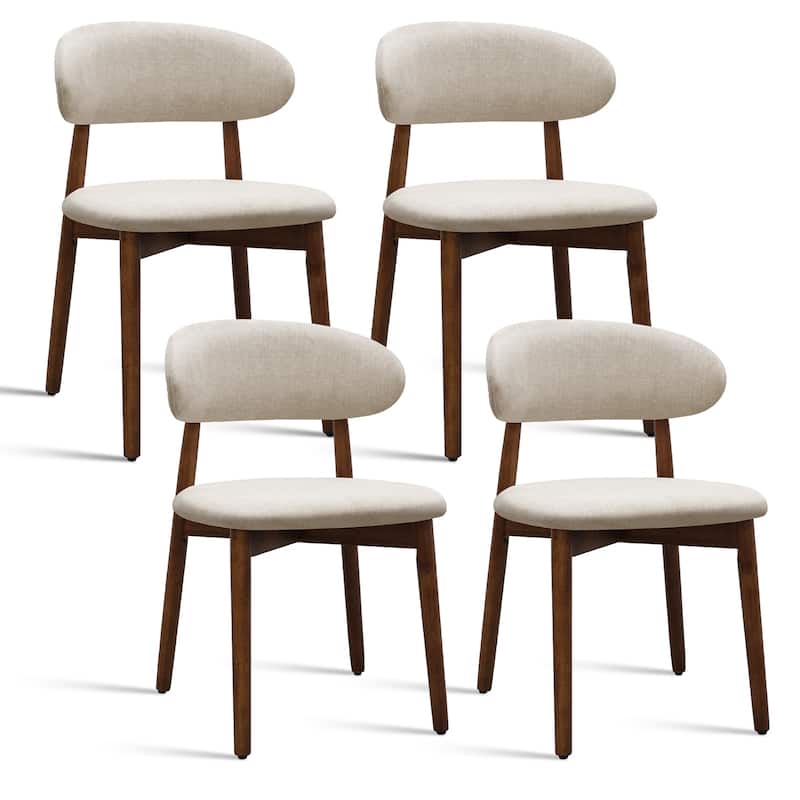 Flannelette Upholstered Dining Chair with Walnut Solid Wood Legs, Armless Chair Set of 2 for Kitchen, Restaurant, Living