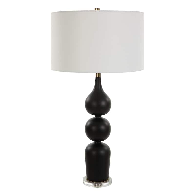 Uttermost Caviar Black Table Lamp - 33"H,   Shade 10"H x 17"Dia. 