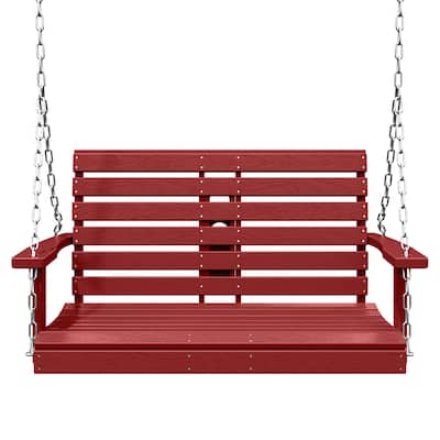 HDPE Plastic Outdoor Porch Swing 2-Person With Chains