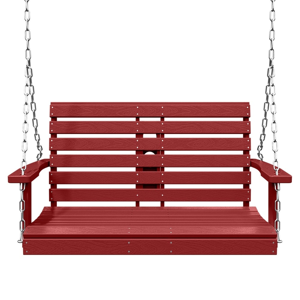 HDPE Plastic Outdoor Porch Swing 2-Person With Chains