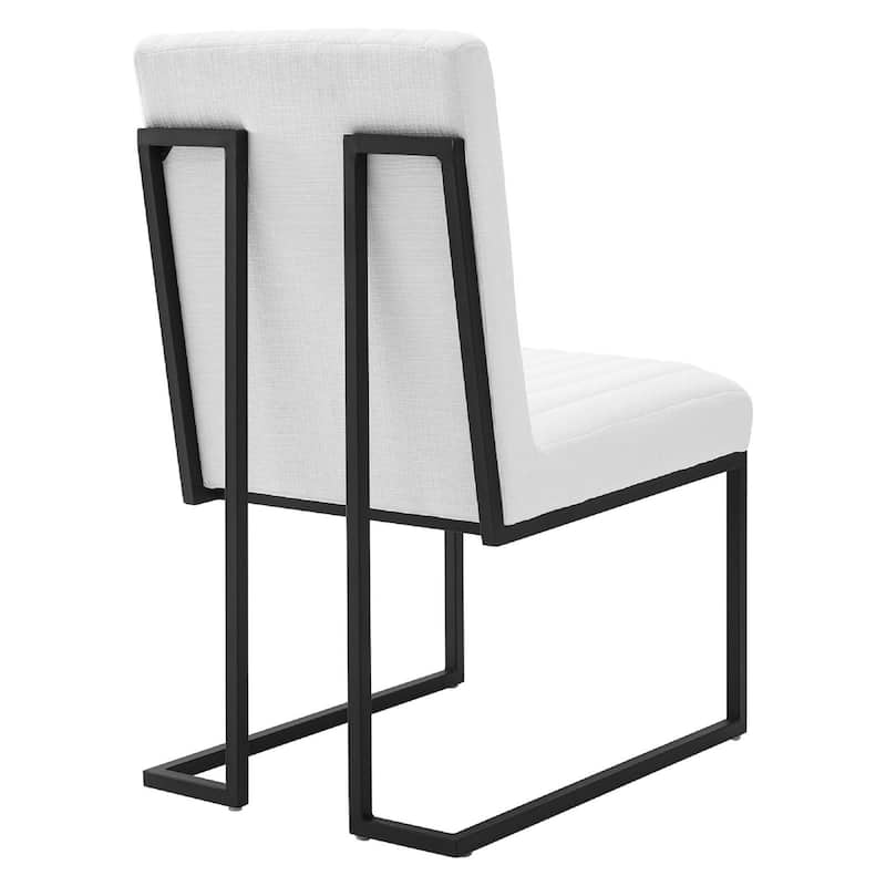 Modway Indulge Channel Tufted Fabric Dining Chair, White