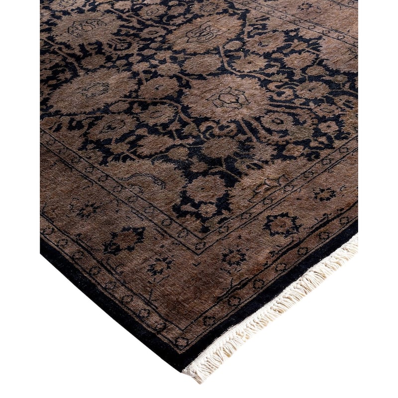 Fine Vibrance, One-of-a-Kind Hand-Knotted Runner Rug - Black, 2' 8" x 12' 4" - 2' 8" x 12' 4"