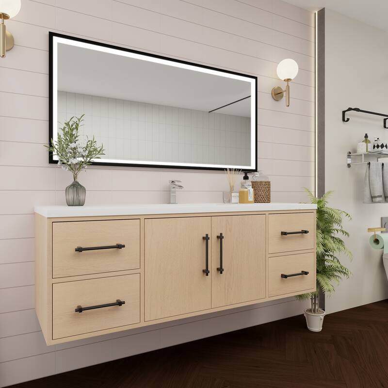 Victoria 60'' Wall-mounted Vanity with Single Reinforced Acrylic Sink - 59.5