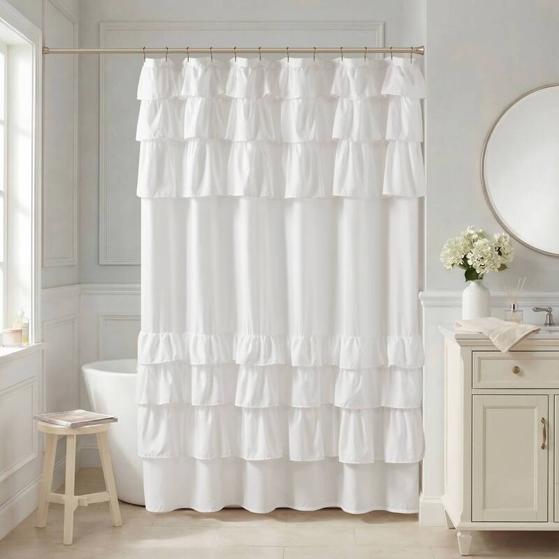Madison Park Grace Ruffled Shower Curtain