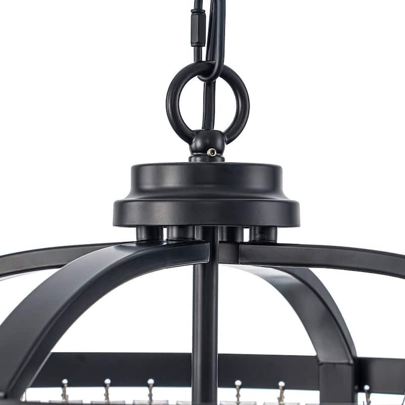 Vintage Luxury 4-Light Sparkle Crystal Round Cage Chandelier