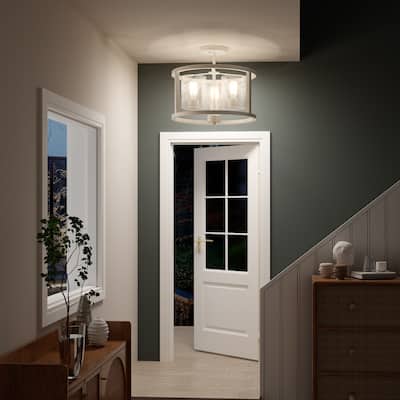 Farmhouse Coastal 3-light Semi-flush Chandelier with art glass - 15