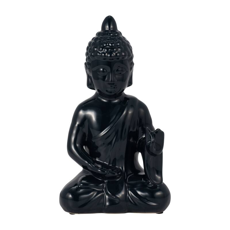 Sagebrook Home Stoneware and Ceramic Buddha Figurine - Elegant and Modern Meditative Sculpture for Home Decor