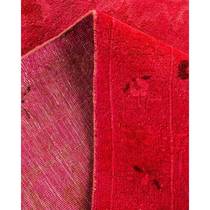 Overton Hand Knotted Wool Vintage Inspired Modern Contemporary Overdyed Pink Area Rug - 8' 9" x 11' 9"