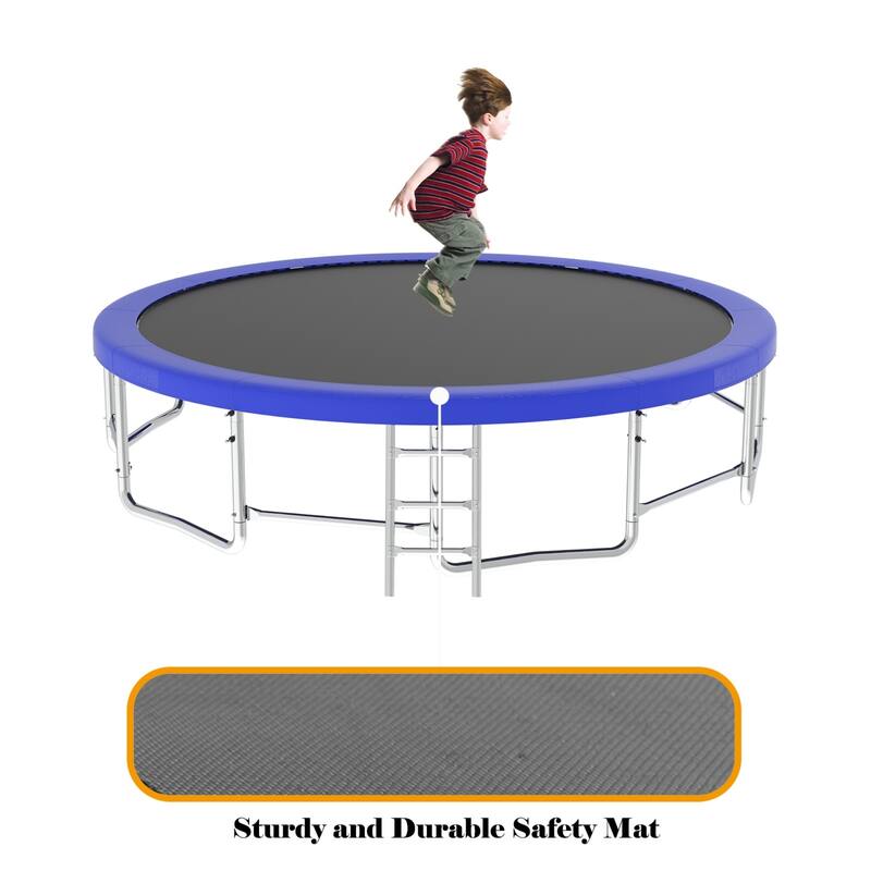 Outdoor Kids Trampoline with Basketball Hoop and Ladder, with Safety Enclosure for Backyard Fun