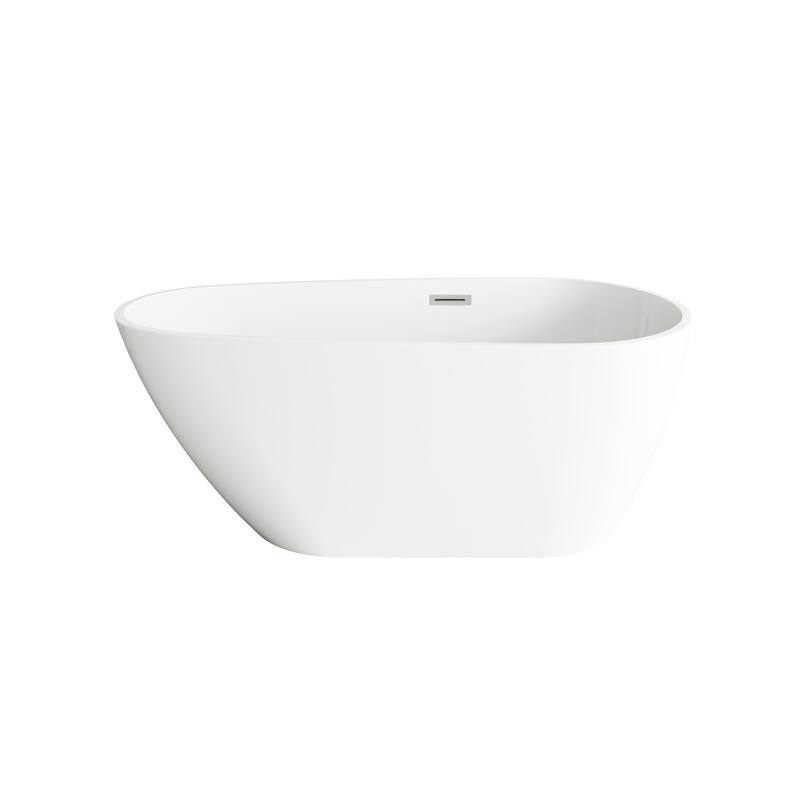 Hillary Bathtub in Glossy White - Glossy White with Brushed Nickel Trim - 59"