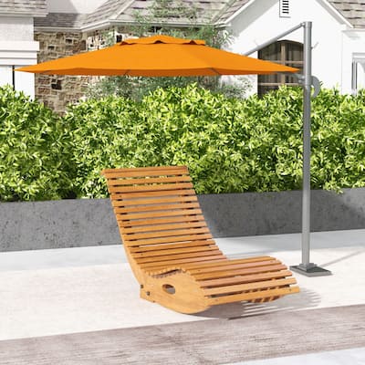 Outsunny Outdoor Rocking Chair with Slatted Seat and High Back, Wooden Rocking Chair with S Shape, Rocking Patio Chair, Backyard