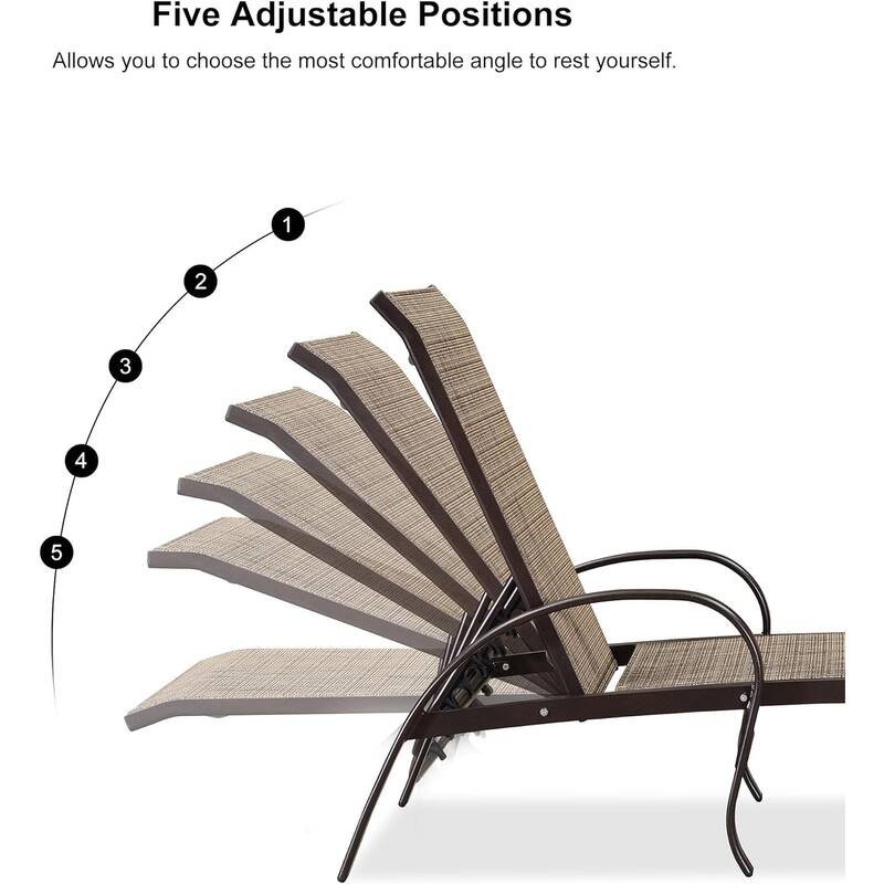 PURPLE LEAF Chaise Lounge Chair for Outdoor 3 Pieces Cast Aluminum Sunbathing Lounge Chairs for Patio Lawn Patio Lounge Chair