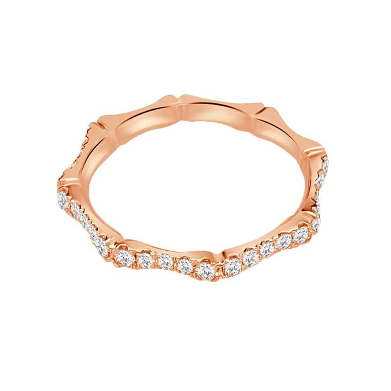 Auriya 14k Gold Lab Grown Round Diamond Bamboo Band 0.51 ct. tw. (F-G, VS) - 4 - Rose