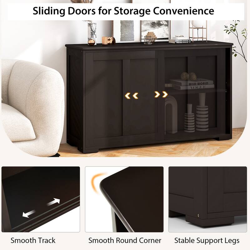 Costway Stackable Buffet Sideboard Set of 2 with Sliding Doors & - See Details