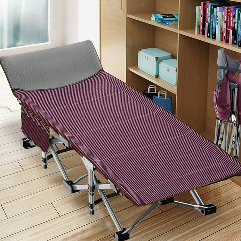 DoCred Portable Outdoor Sleeping Bed, Heavy Duty Camping Cot, Blue On