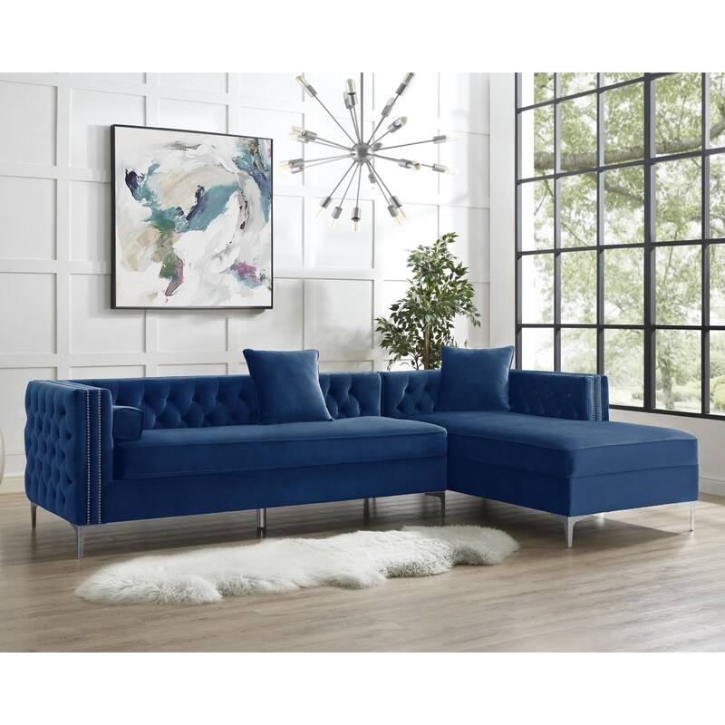 Dante Velvet Chaise Sectional Sofa