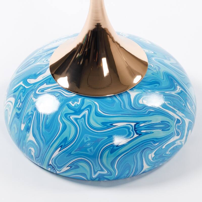 Mermaid Tail End Coffee Table Round Side Table with Metal Base Table, for Living Room Bedroom Office Garden
