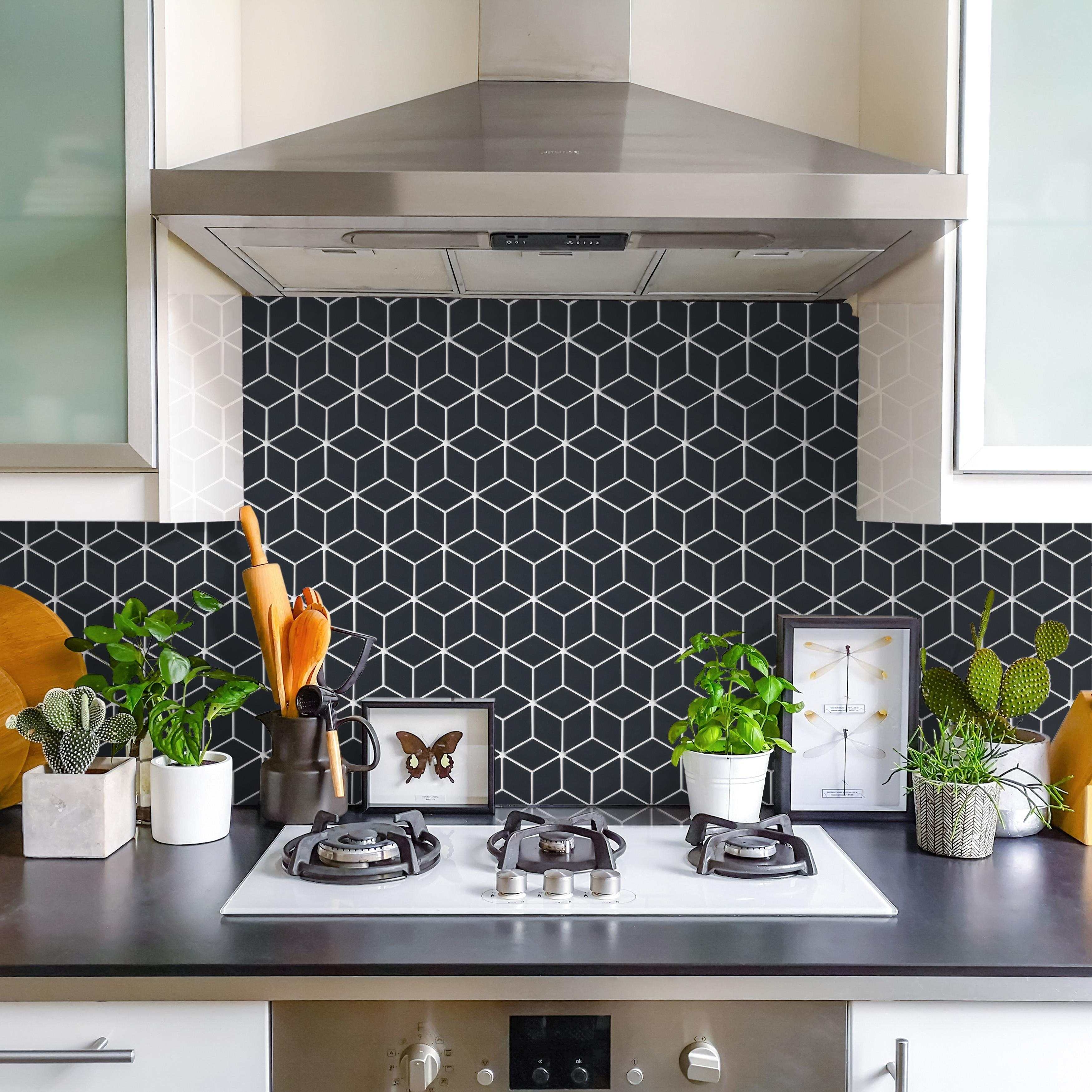 Merola Tile Hudson Rhombus Matte Black 10-1/4" x 11-3/4" Porcelain Mosaic Floor and Wall Tile