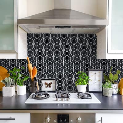 Merola Tile Hudson Rhombus Matte Black 10-1/4" x 11-3/4" Porcelain Floor and Wall Tile