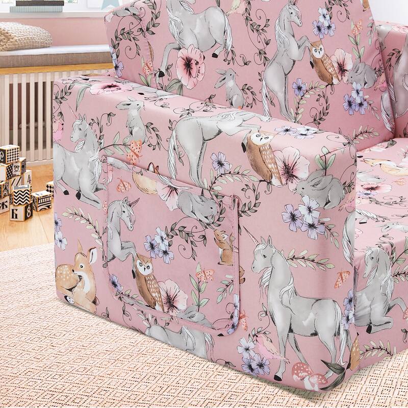 Kids Sofa, Children's 2 in 1 Convertible Sofa to Lounger