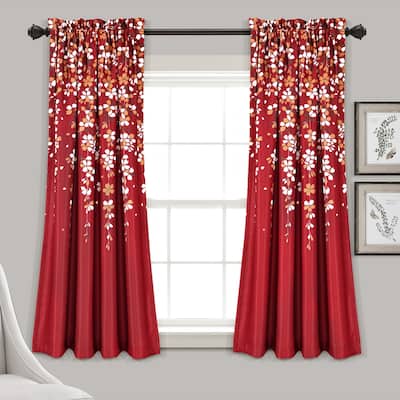 Lush Decor Weeping Flowers Room Darkening Curtain Panel Pair