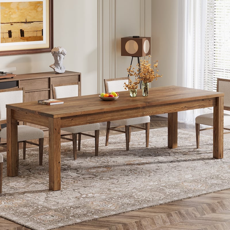 Large Dining Table for 6 8 10, 78.7" Solid Wood Rustic Kitchen Table