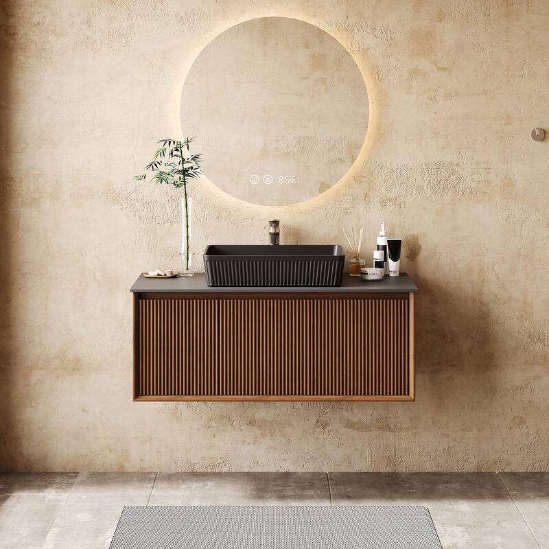 Modern 35.4" Single Bathroom Vanities,Floating Vanitiy with White Table top