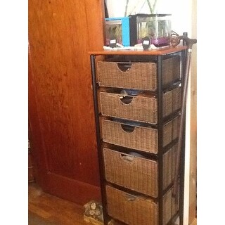 Shop Copper Grove Stoyoma Wicker 5 Drawer Storage Unit On Sale