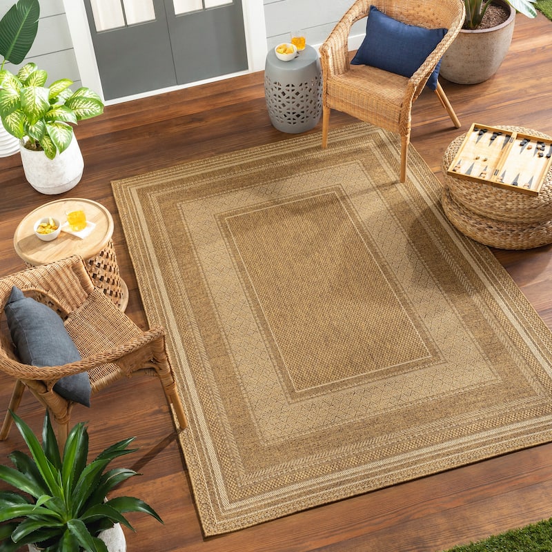 Livabliss Pismo Indoor/ Outdoor Classic Border Area Rug - 6'7" x 9'