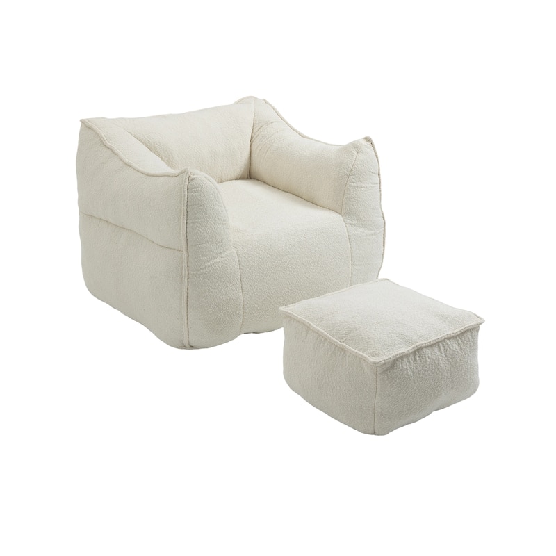 GDFStudio - COOLMORE Boucle Bean Bag Chair with Memory Foam Filling for Ultimate Comfort