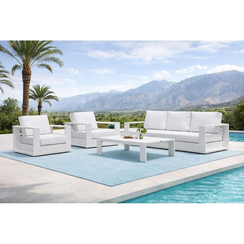 Ascot White 4-Piece Aluminum Outdoor Conversation Seating Set