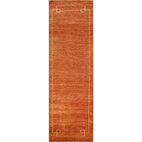 Contemporary Gabbeh Kashkoli Oriental Runner Rug Wool Handmade Carpet - 2'7" x 9'4"